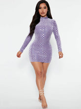 Sequin Patchwork Long Sleeve Mini Dress